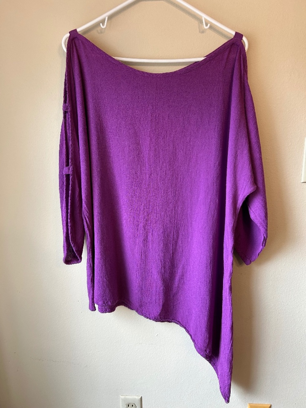 Oh My Gauze Magy Purple Size 2 Open Sleeve Asymmetrical Tunic Lagenlook Boho
